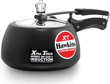 Hawkins Pressure Cooker Contura Black, 3 Litres, Aluminium Metallic Finish, Induction Compatible (CXT30)