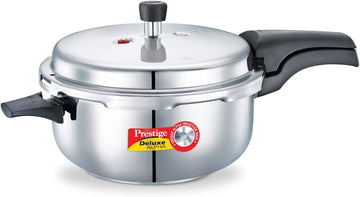 Prestige 5-Liter Stainless Steel Pressure Cooker, Induction Compatible, Multi-Functional Design