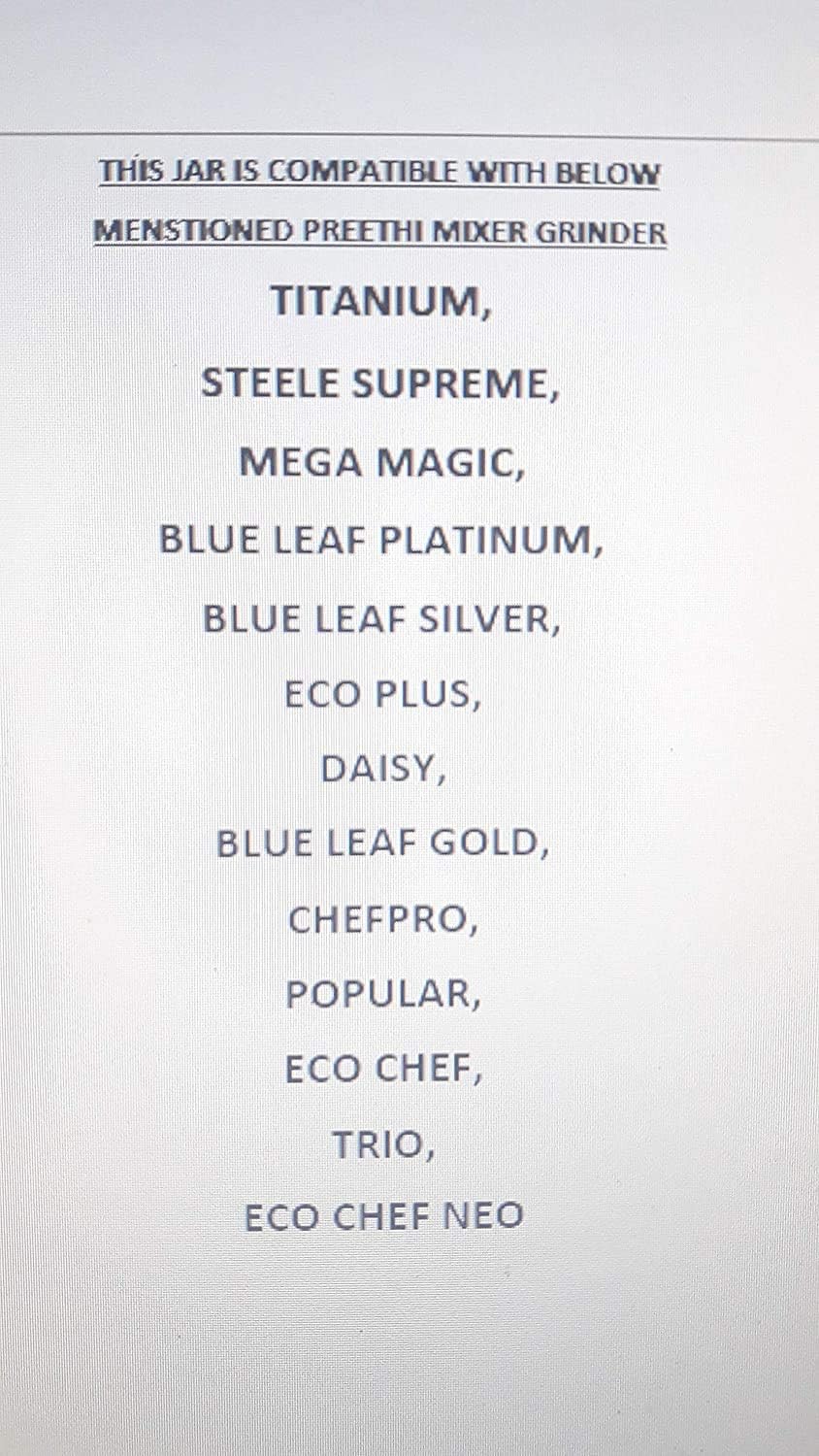 Preethi MGA 513 1.5L Replacement Mixer Jar | Fits Blue Leaf & Eco Plus