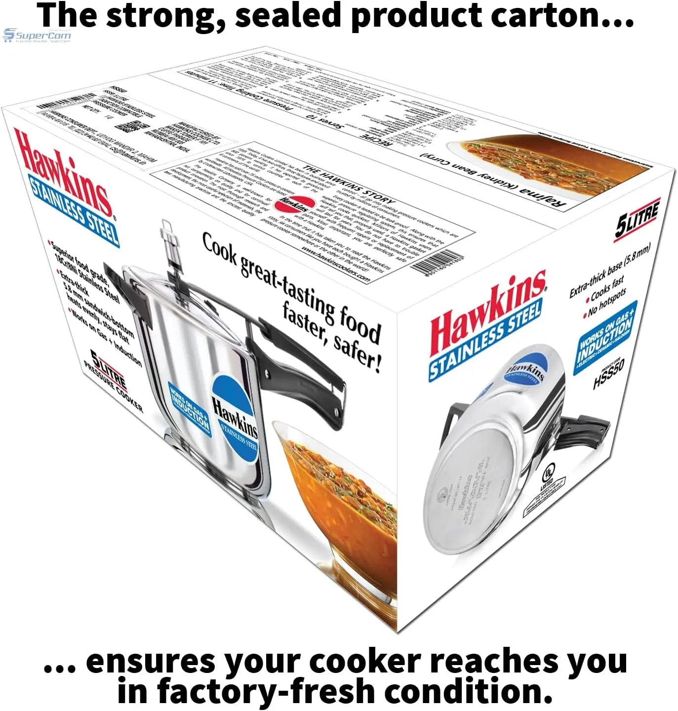 Hawkins 5 Litre Pressure Cooker, Stainless Steel Inner Lid Cooker, Induction Cooker, Silver (HSS50) Hawkins