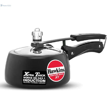 Hawkins Black XT Pressure Cooker, 1.5 Litres, Aluminium Anodised, Black - SuperCom Online Services
