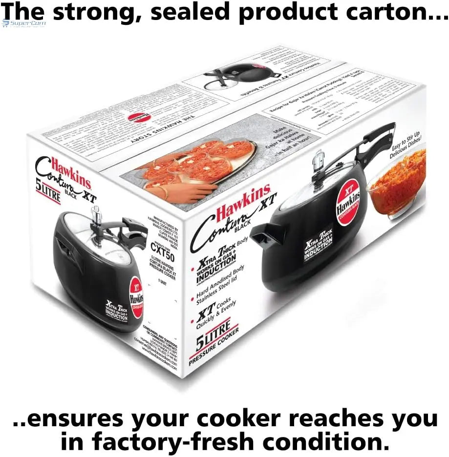 Hawkins CXT50 5-L Contura Black XT Hard-Anodised Pressure Cooker (Inner-Lid)