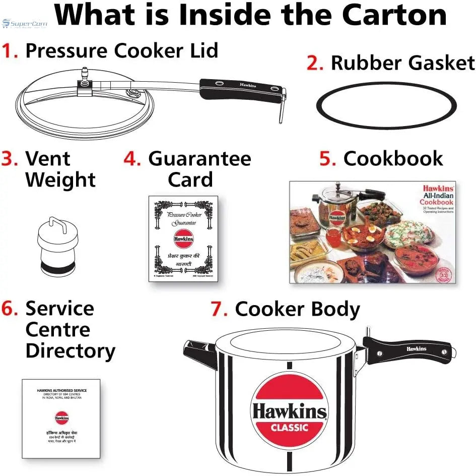 Hawkins Classic CL65 6.5-Liter Aluminium Pressure Cooker (Silver, Inner-Lid)