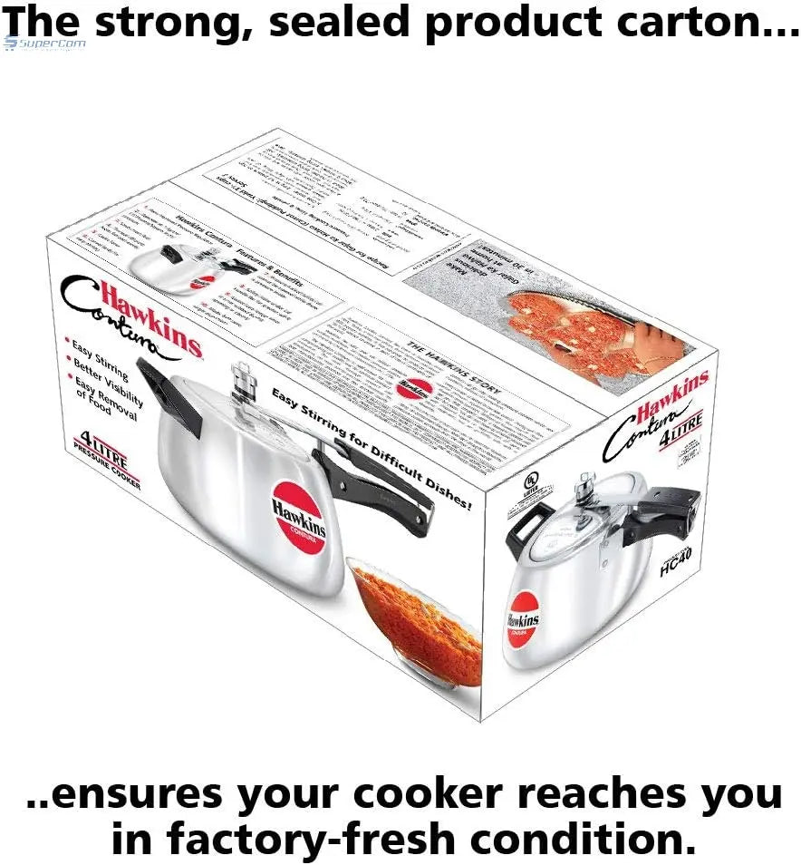 Hawkins Contura HC40 4-Litre Aluminium Pressure Cooker (Silver, Inner-Lid)