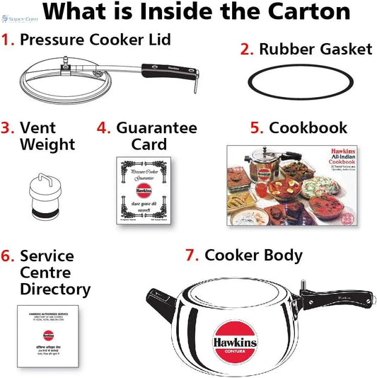 Hawkins Contura HC50 5-Litre Aluminium Pressure Cooker (Silver, Inner-Lid)