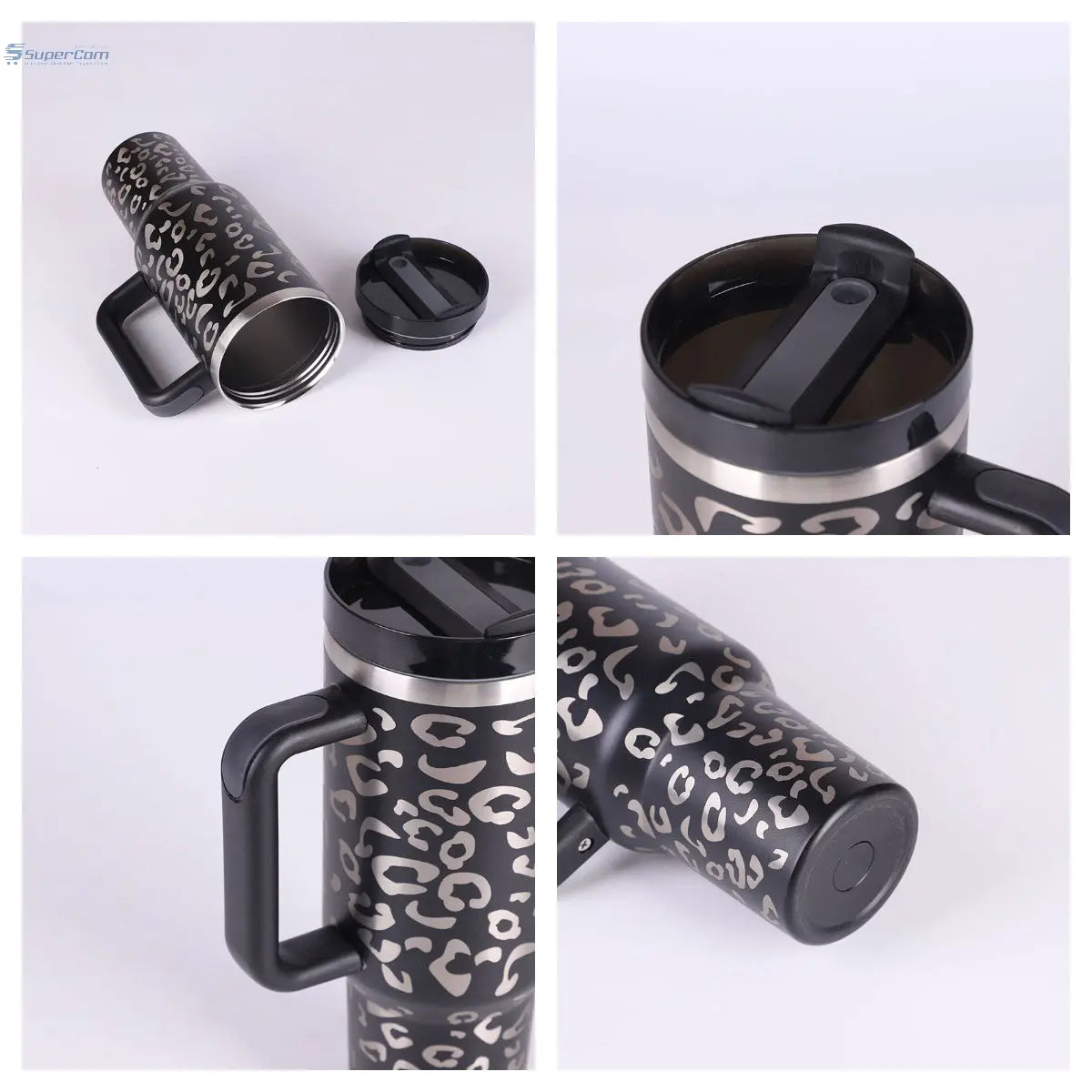 40 oz Insulated Tumbler with Handle & Straw – Stainless Steel Travel Mug, Spill Proof, Fits Car Cup Holder SuperCom