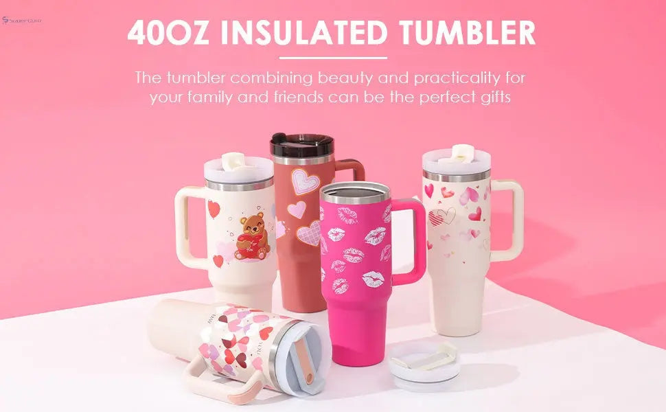 40 oz Insulated Tumbler with Handle & Straw – Stainless Steel Travel Mug, Spill Proof, Fits Car Cup Holder SuperCom