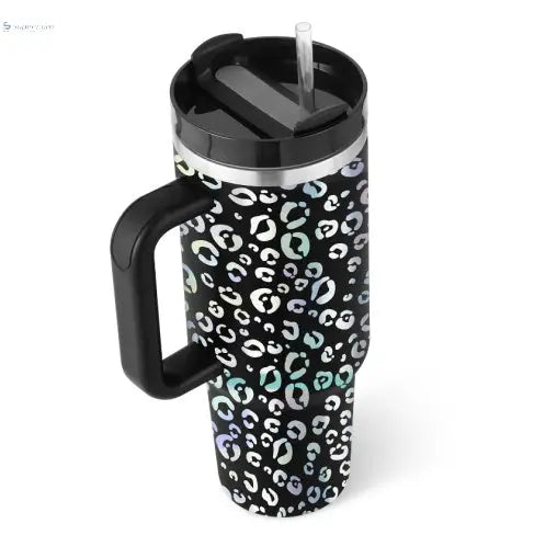 40 oz Insulated Tumbler with Handle & Straw – Stainless Steel Travel Mug, Spill Proof, Fits Car Cup Holder SuperCom