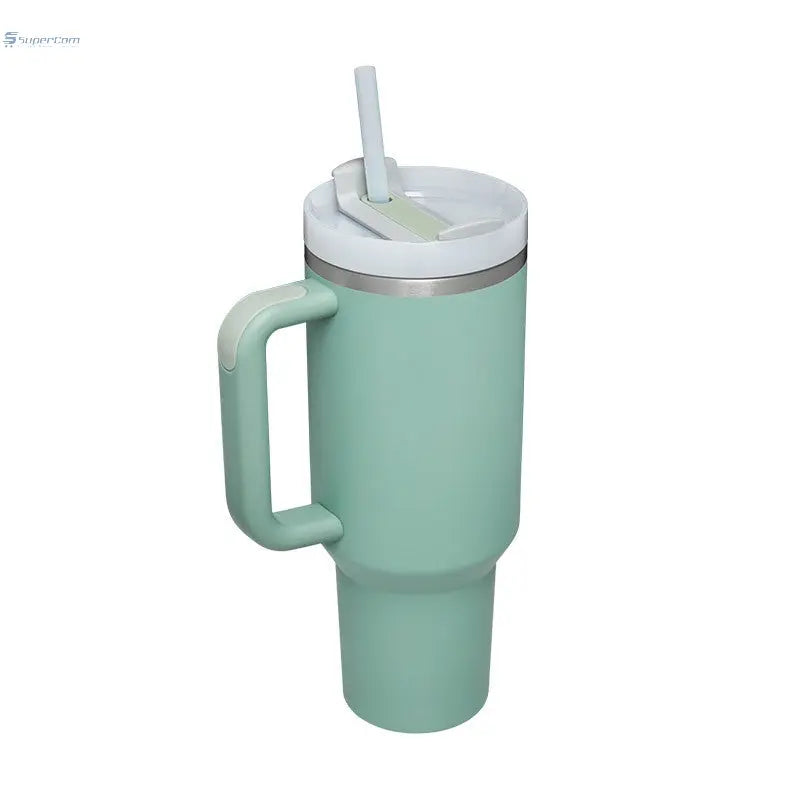 40 oz Insulated Tumbler with Handle & Straw – Stainless Steel Travel Mug, Spill Proof, Fits Car Cup Holder SuperCom