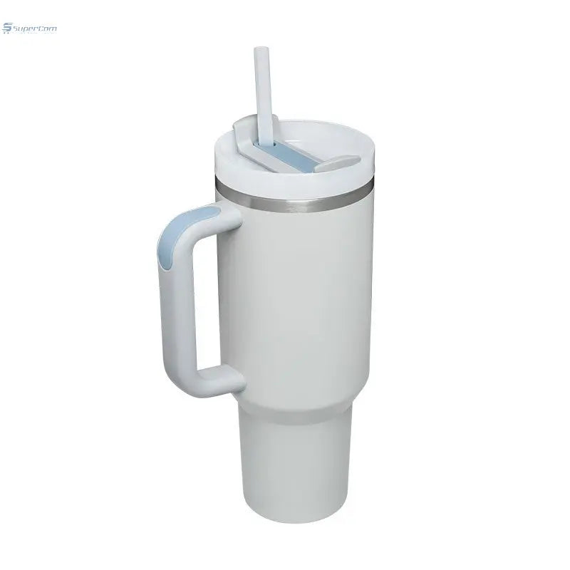 40 oz Insulated Tumbler with Handle & Straw – Stainless Steel Travel Mug, Spill Proof, Fits Car Cup Holder SuperCom