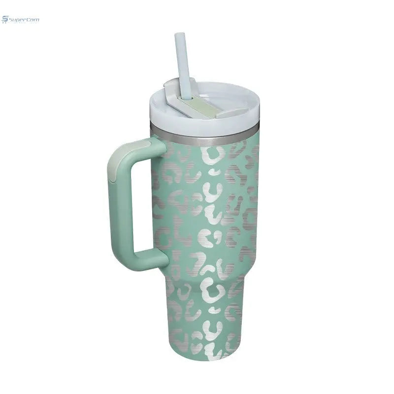 40 oz Insulated Tumbler with Handle & Straw – Stainless Steel Travel Mug, Spill Proof, Fits Car Cup Holder SuperCom