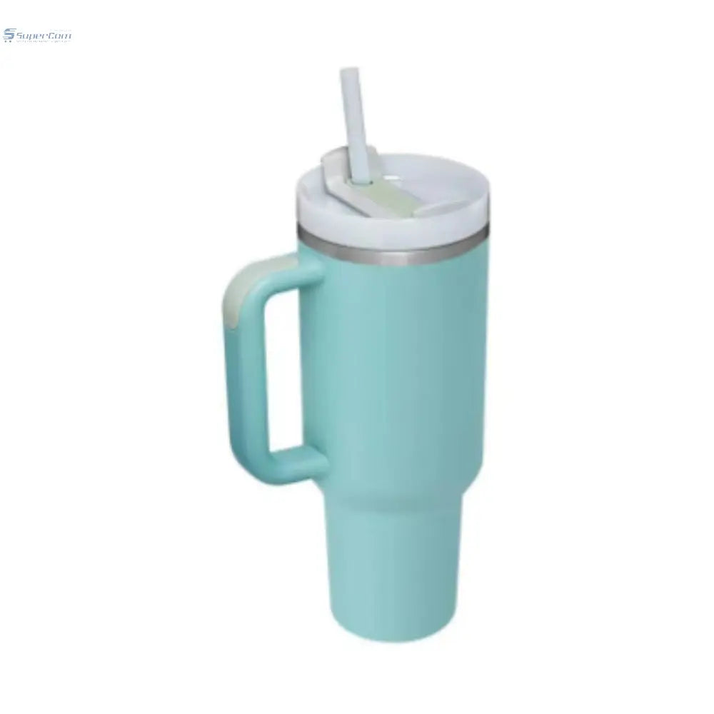 40 oz Insulated Tumbler with Handle & Straw – Stainless Steel Travel Mug, Spill Proof, Fits Car Cup Holder SuperCom