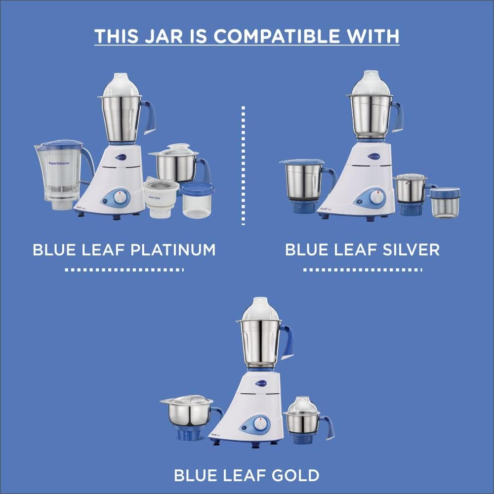 Preethi 0.4-Liter Grind n’ Store Blue Leaf Chutney Jar