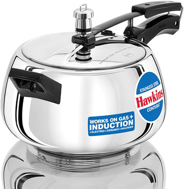 Hawkins Stainless Steel Contura Pressure Cooker, 5 Litres, Non Stick - SSC50
