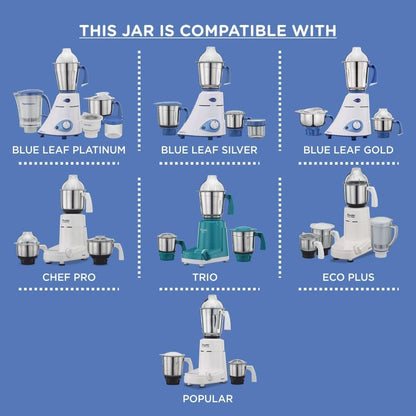 Preethi MGA-504 0.5L Stainless Steel Genie Jar | Eco Twin | Eco Plus & Blue Leaf