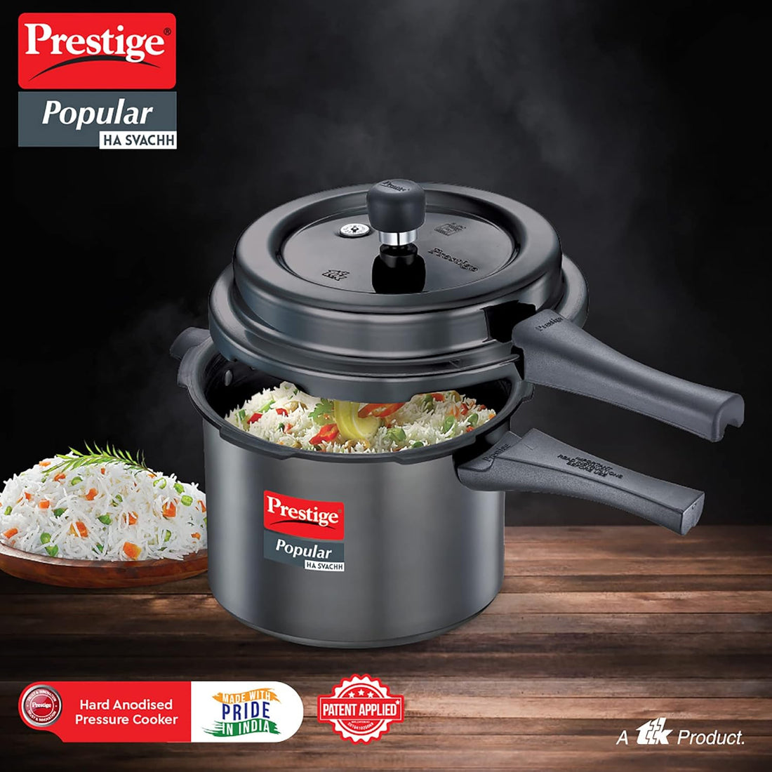 Prestige Popular Svachh 5L Hard Anodized Pressure Cooker – Anti-Spillage, Durable, Induction Compatible