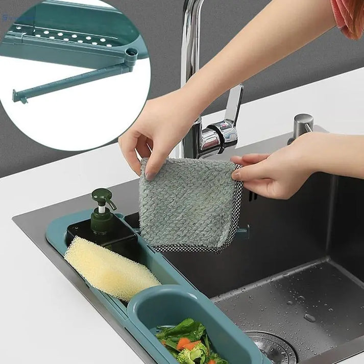 Adjustable Telescopic Sink Rack Organizer Expandable Kitchen Sink ...
