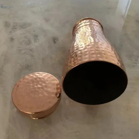 Ayurvedic Copper Carafe for Nightstand & Dining | Hammered Pure Copper – 1200 mL - The Copper Veda Co.