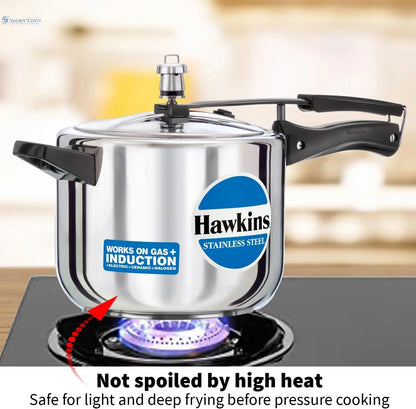 Hawkins 5 Litre Pressure Cooker, Stainless Steel Inner Lid Cooker, Induction Cooker, Silver (HSS50) Hawkins