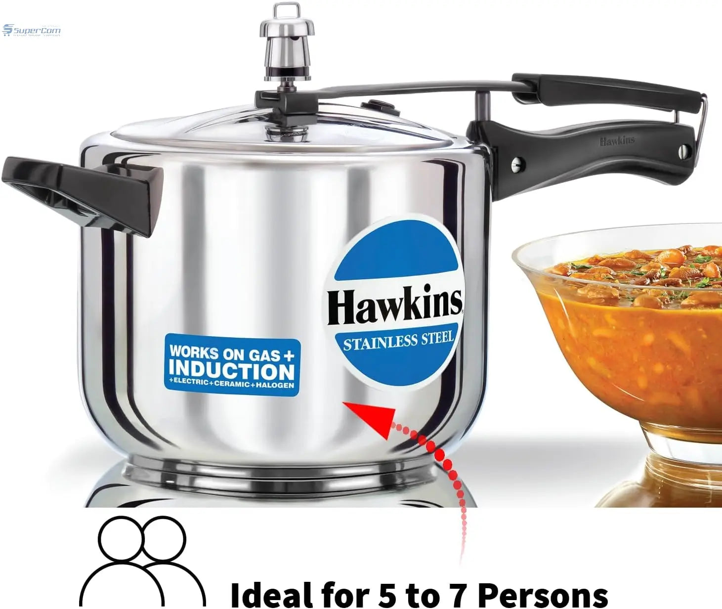 Hawkins 5 Litre Pressure Cooker, Stainless Steel Inner Lid Cooker, Induction Cooker, Silver (HSS50) Hawkins