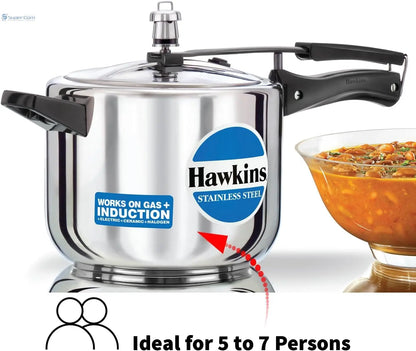 Hawkins 5 Litre Pressure Cooker, Stainless Steel Inner Lid Cooker, Induction Cooker, Silver (HSS50) Hawkins
