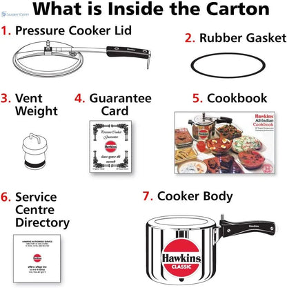 Hawkins CL3T 3-Liter Classic Tall Aluminium Pressure Cooker (Silver, Inner Lid)