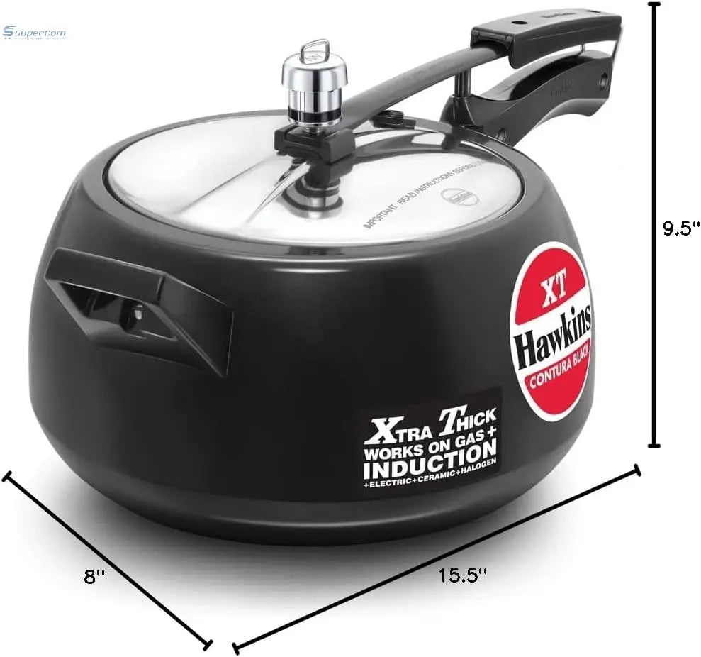 Hawkins CXT50 5-L Contura Black XT Hard-Anodised Pressure Cooker (Inner-Lid)