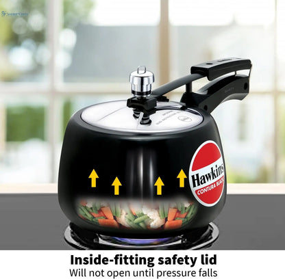 Hawkins Contura Black CB30 3-Litre Hard Anodised Pressure Cooker (Inner-Lid)