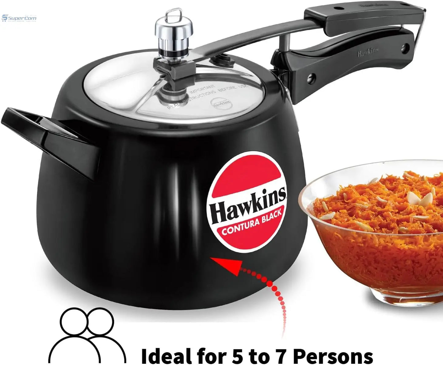 Hawkins Contura Black CB40 4-Litre Hard Anodised Pressure Cooker (Inner-Lid)