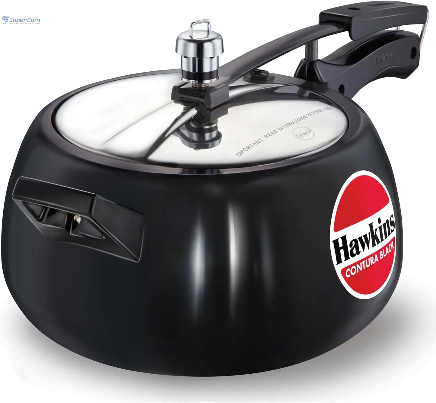Hawkins Contura Black CB50 5-Litre Hard Anodised Pressure Cooker (Inner-Lid)