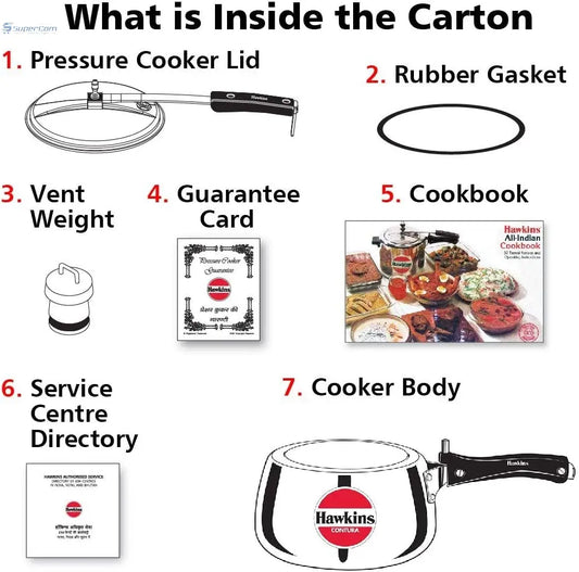 Hawkins Contura HC30 3-Litre Aluminium Pressure Cooker (Silver, Inner-Lid)