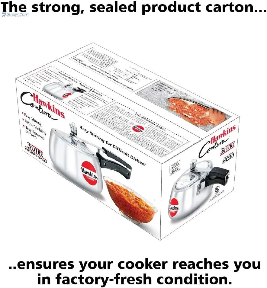 Hawkins Contura HC30 3-Litre Aluminium Pressure Cooker (Silver, Inner-Lid)