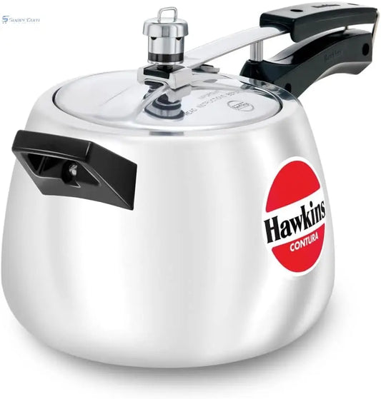 Hawkins Contura HC40 4-Litre Aluminium Pressure Cooker (Silver, Inner-Lid)