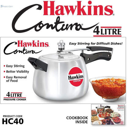 Hawkins Contura HC40 4-Litre Aluminium Pressure Cooker (Silver, Inner-Lid)