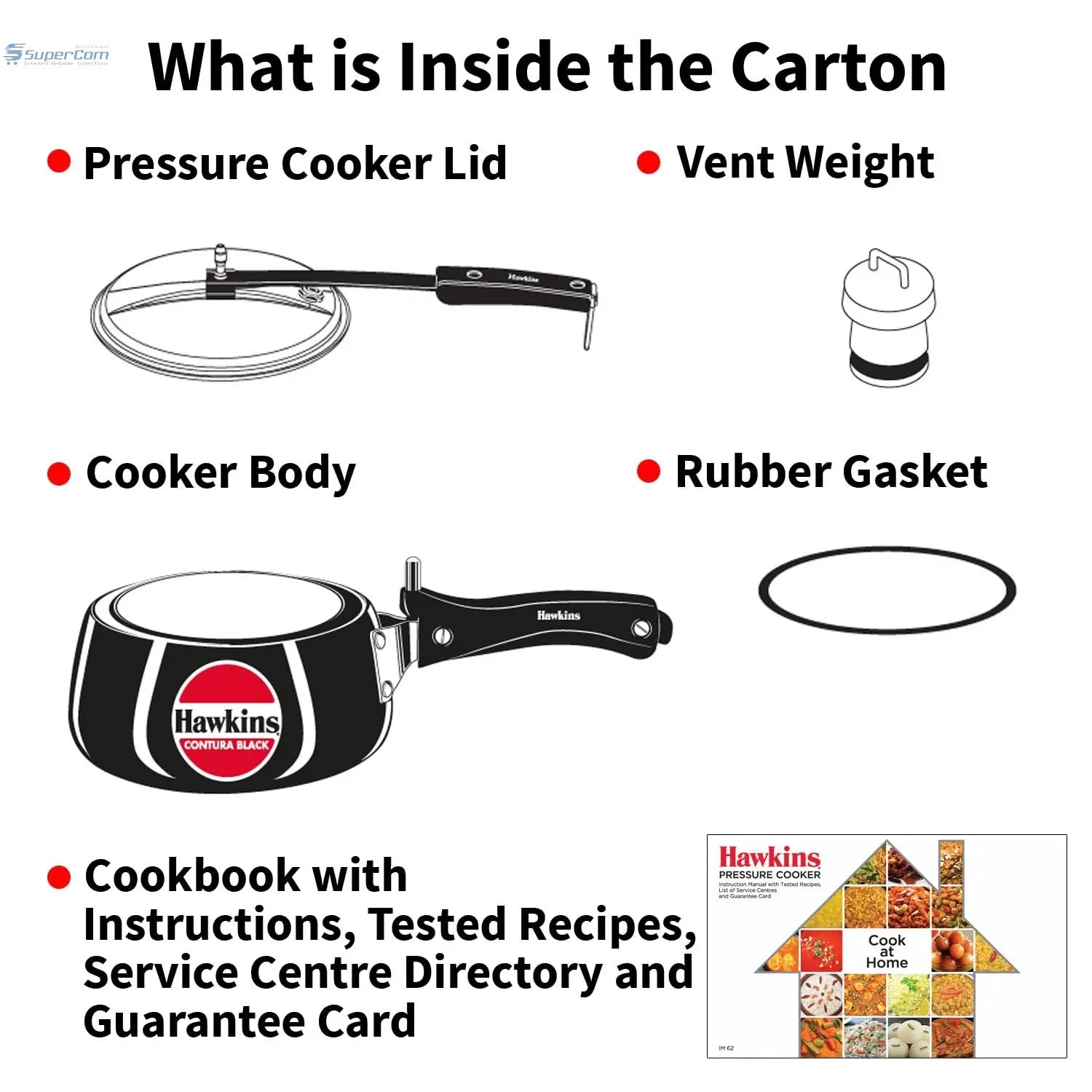 Hawkins Contura (CB15) Hard Anodised Aluminium Pressure Cooker, 1.5 Litres, Black - SuperCom Online Services