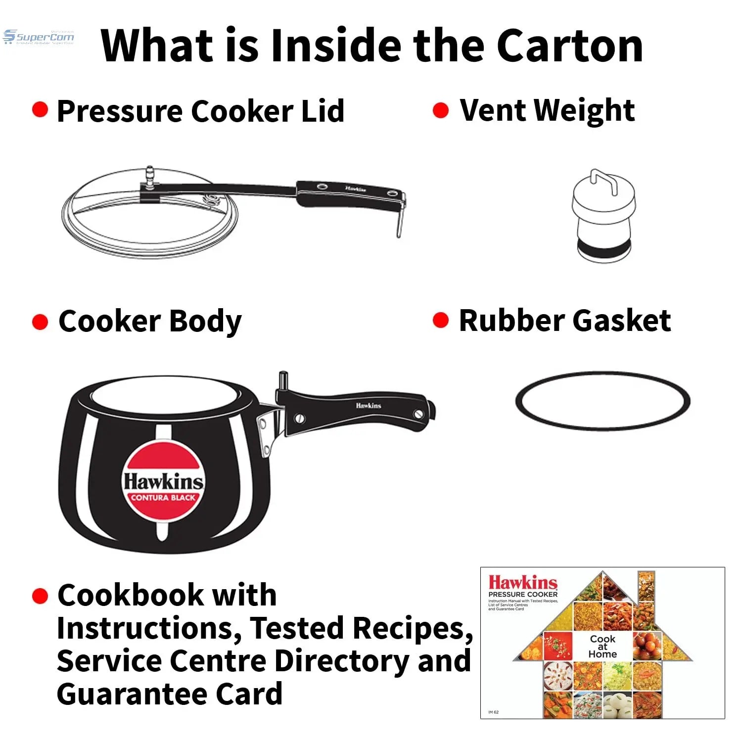 Hawkins Contura (CB30) Brushed Hard Anodised Aluminium Pressure Cooker, 3 Litres, Black - SuperCom Online Services
