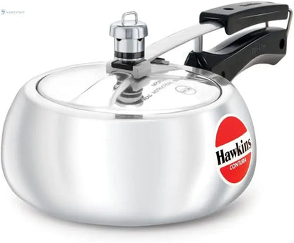 Hawkins HC20 2 Litre Contura Aluminium Pressure Cooker | Inner Lid, Silver