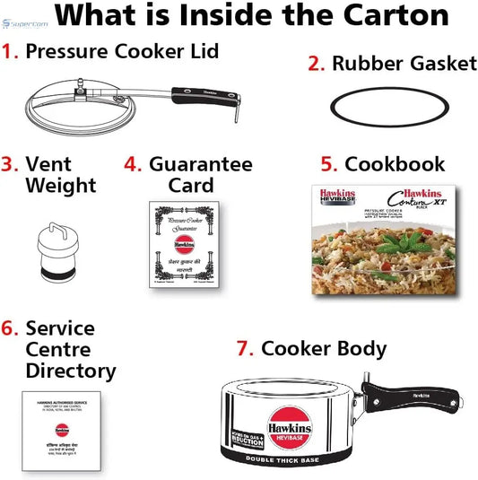 Hawkins IH20 Hevibase 2-L Induction-Compatible Aluminium Pressure Cooker (Inner-Lid, Silver)