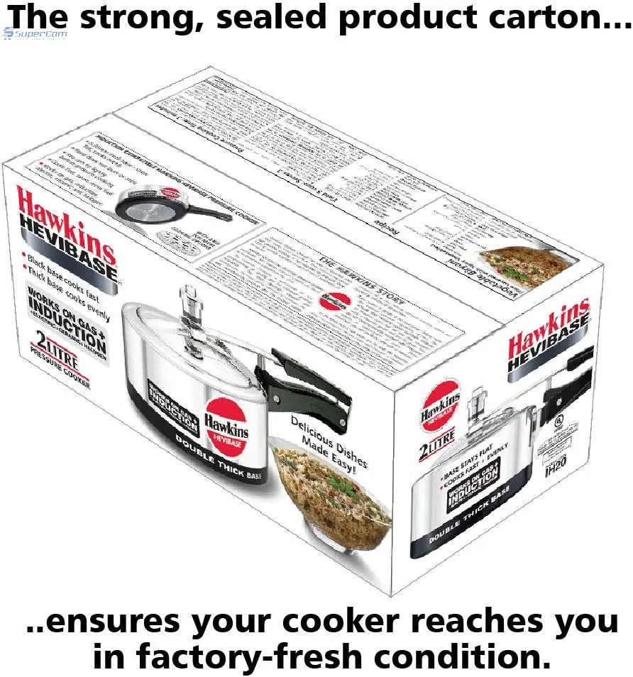 Hawkins IH20 Hevibase 2-L Induction-Compatible Aluminium Pressure Cooker (Inner-Lid, Silver)