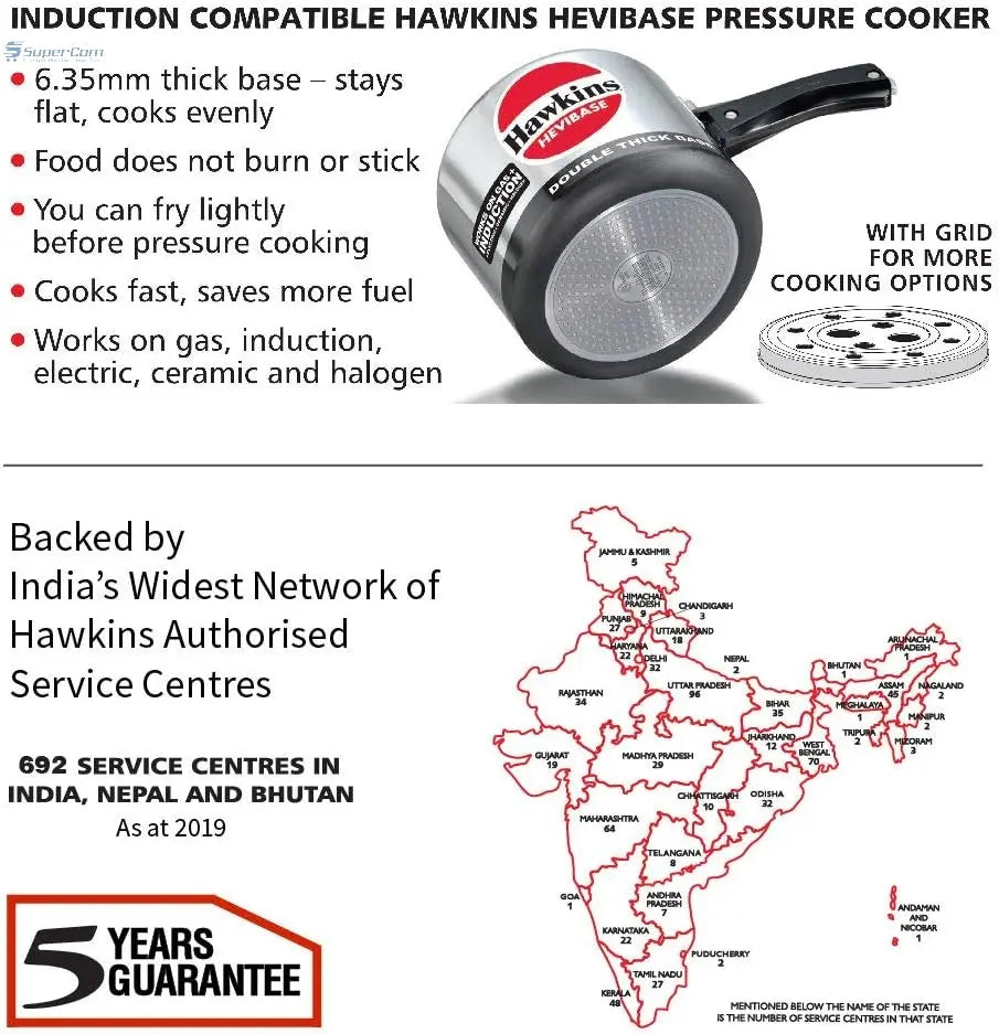 Hawkins IH30 3-Litre Hevibase Induction Pressure Cooker (Inner-Lid)
