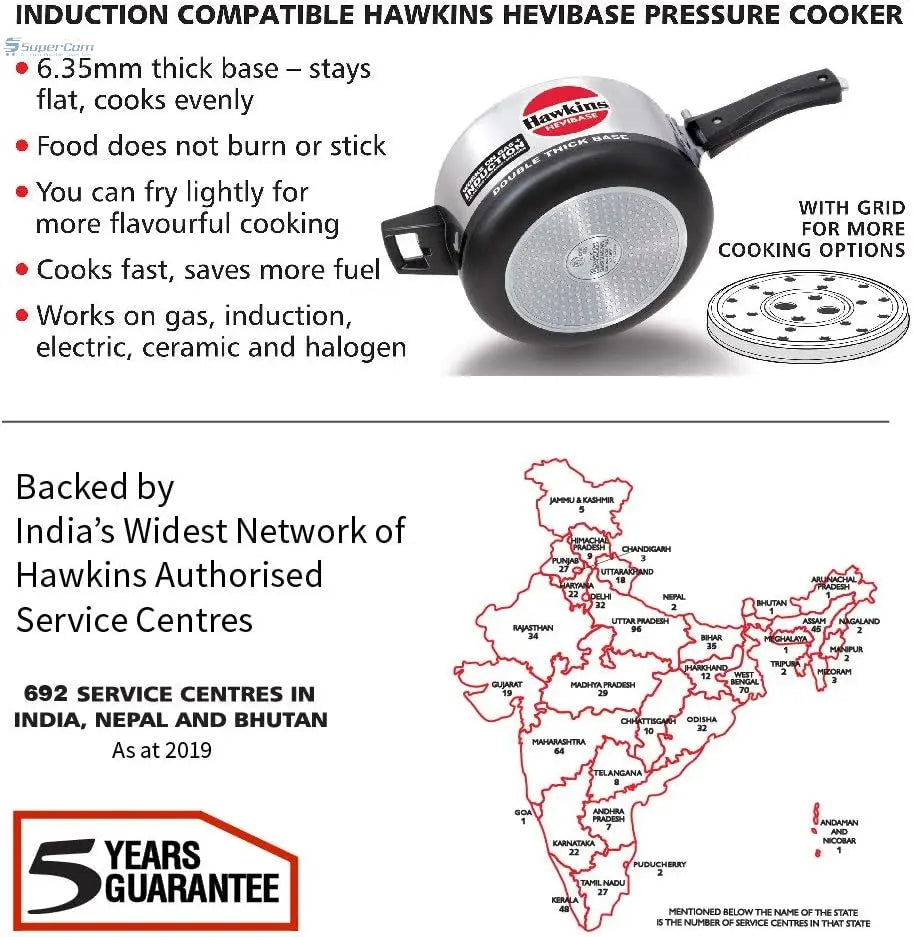 Hawkins IH35 3.5-Litre Hevibase Induction Pressure Cooker (Inner-Lid)