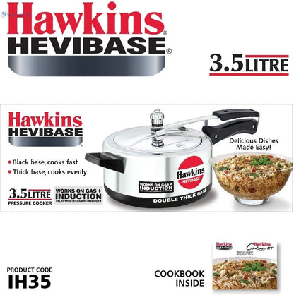 Hawkins IH35 3.5-Litre Hevibase Induction Pressure Cooker (Inner-Lid)