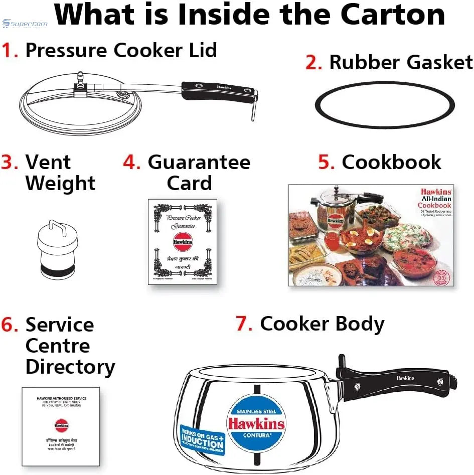 Hawkins SSC50 Stainless Steel Pressure Cooker 5 L | Gas & Induction Compatible Hawkins