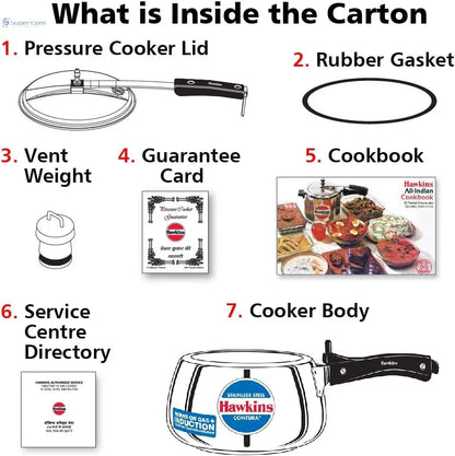 Hawkins SSC50 Stainless Steel Pressure Cooker 5 L | Gas & Induction Compatible Hawkins