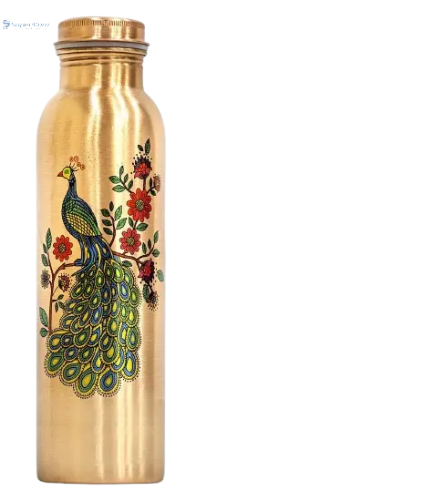 Peacock Design Copper Water Bottle – 32 oz | Artisan Ayurvedic Wellness - The Copper Veda Co.