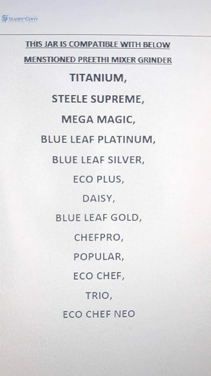 Preethi MGA 513 1.5L Replacement Mixer Jar | Fits Blue Leaf & Eco Plus Preethi