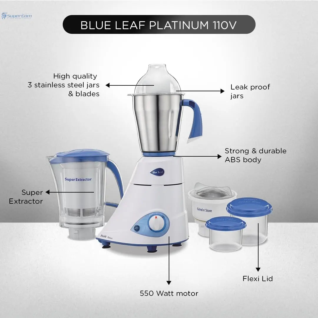 Preethi Platinum MG‑153 Mixer Grinder – 110V USA & Canada Compatible Preethi