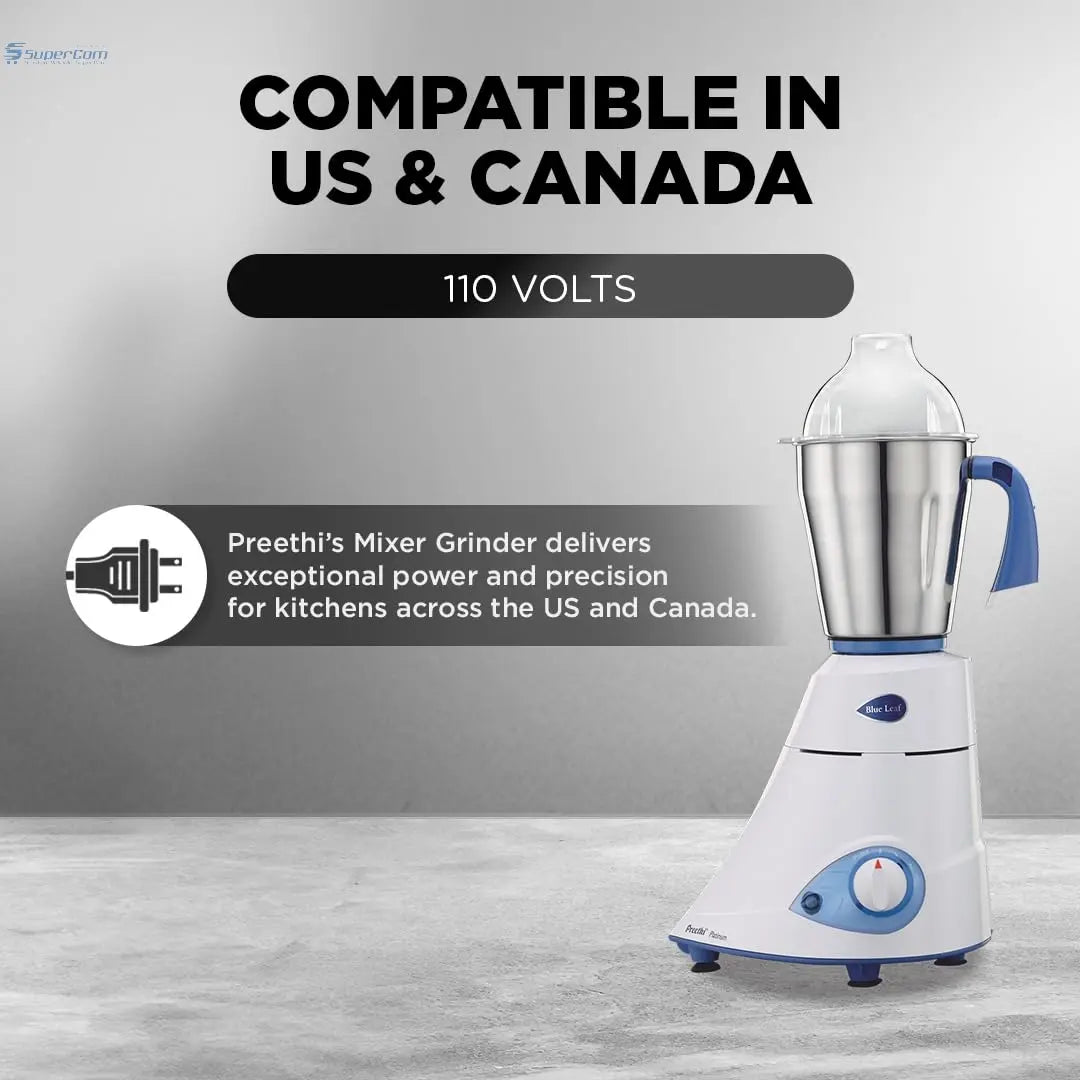 Preethi Platinum MG‑153 Mixer Grinder – 110V USA & Canada Compatible Preethi