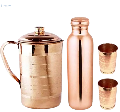Pure Copper Water Bottle with Jug and Glass Set – Handmade Ayurvedic Combo Set SuperCom