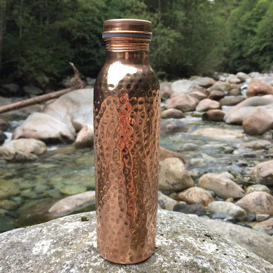 Pure Copper Water Bottle 32 Oz – Ayurvedic Drinkware for Daily Use | Hammered Leak-Proof Bottle